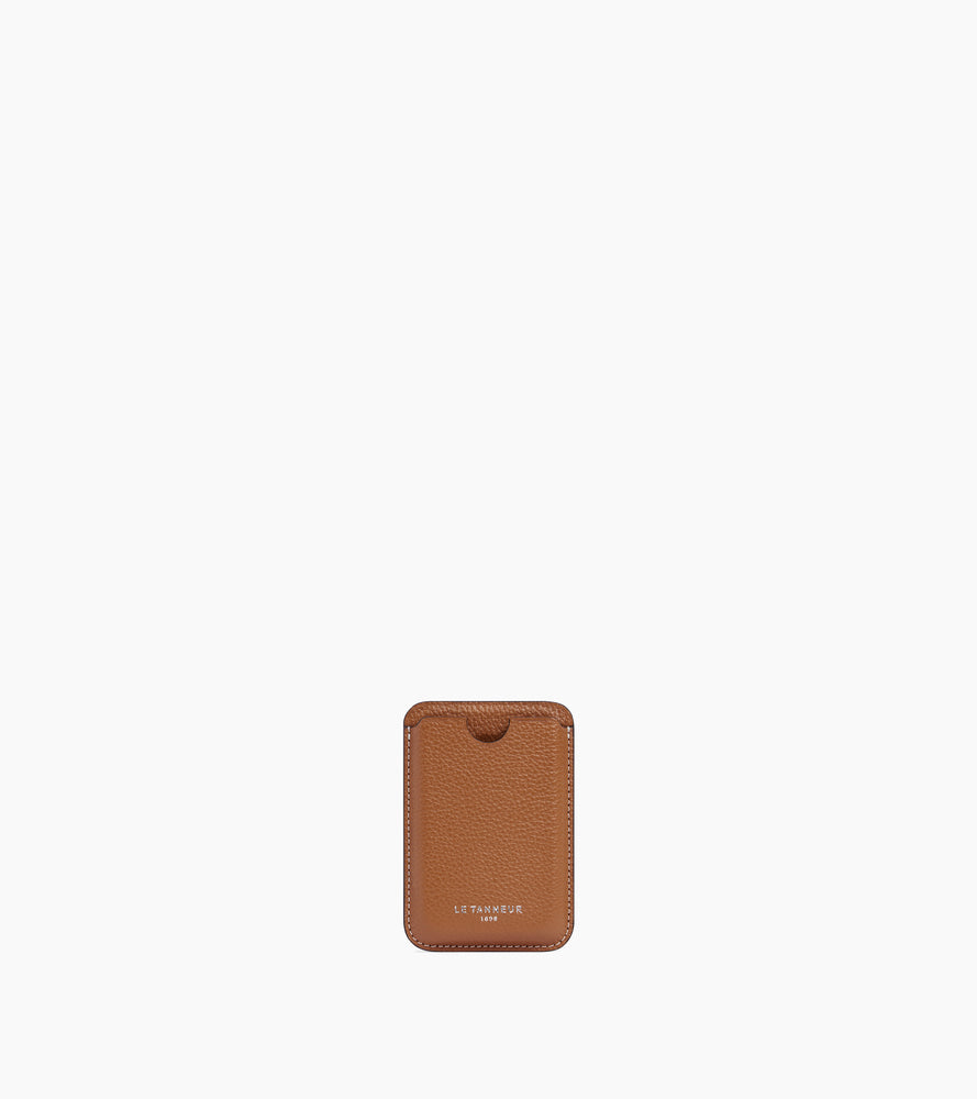 Le Tanneur porte-cartes magnétique cuir grainé marron tan