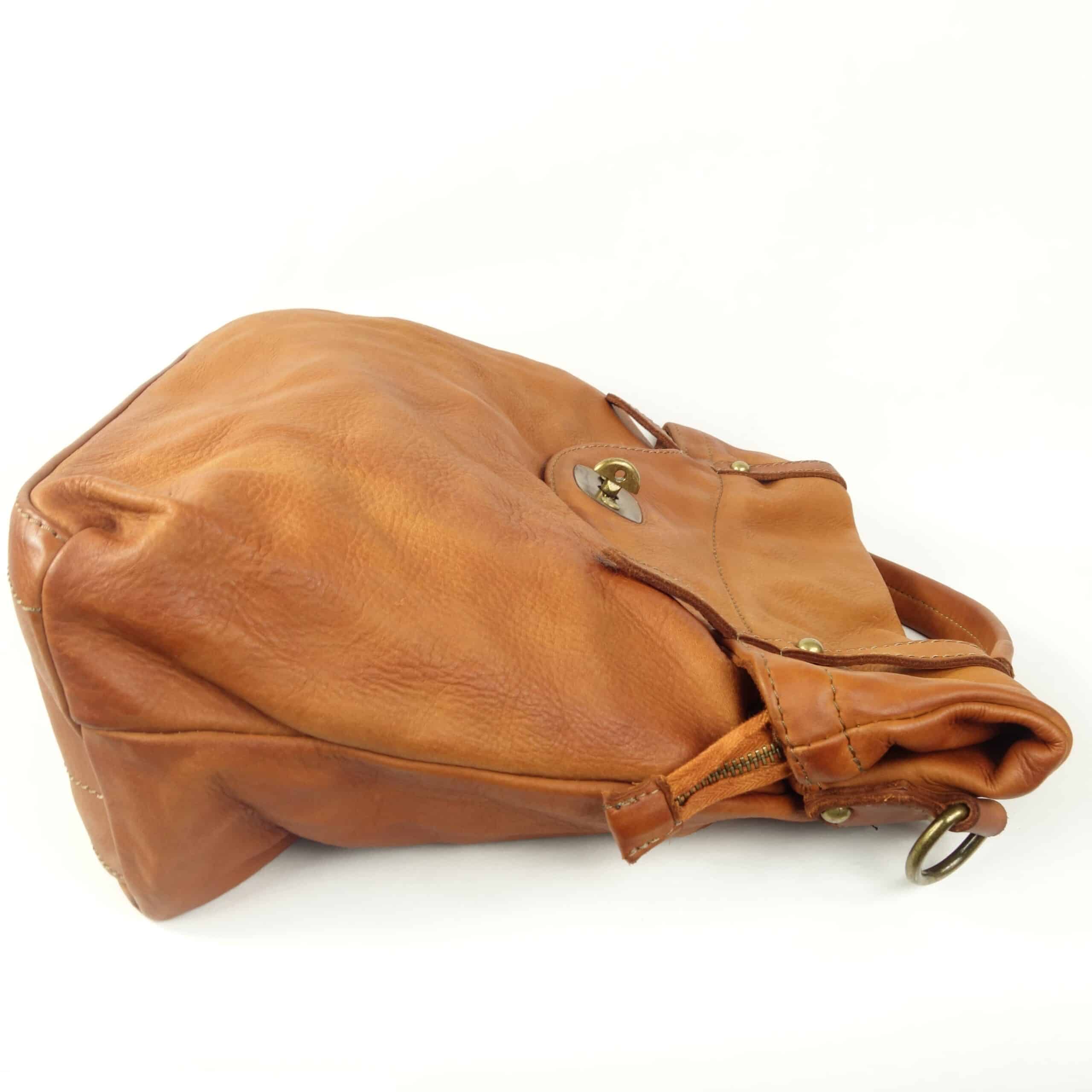 Collection Esprit Cuir Basile Sac à Dos Cuir Camel PC 15 Pouces