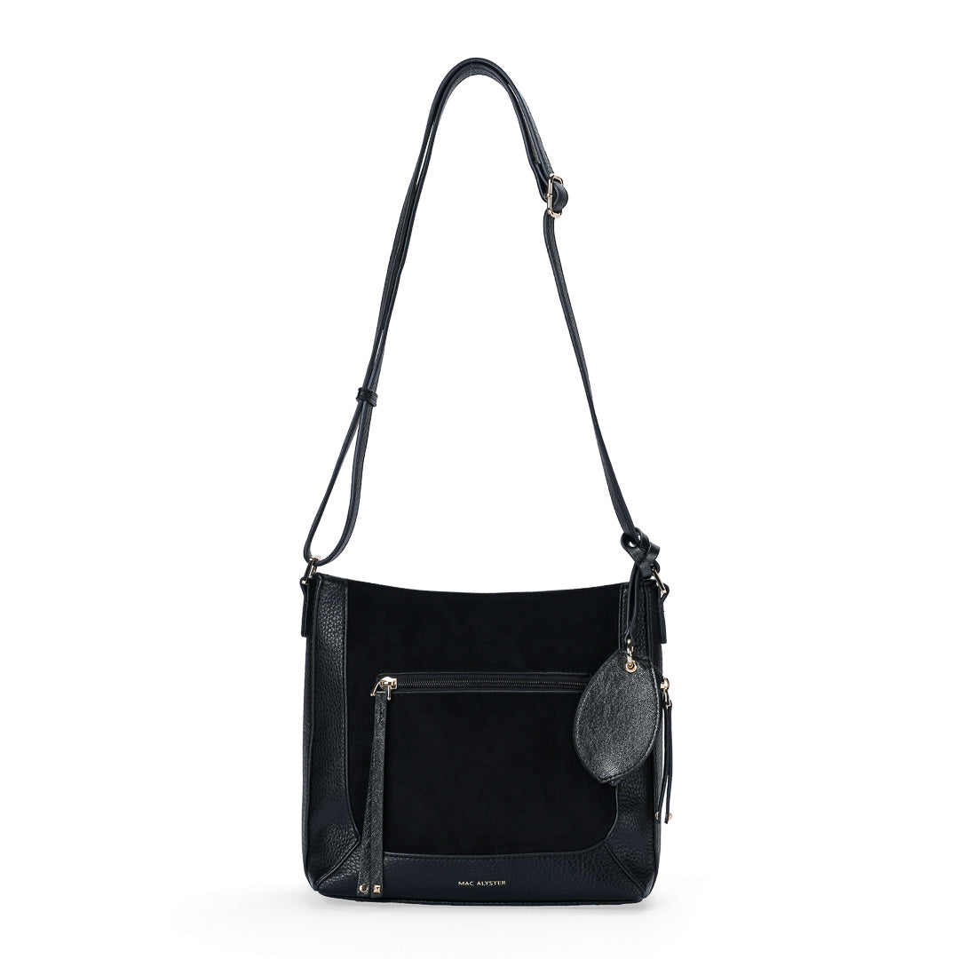 MAC ALYSTER Crystale sac besace suédine noir pailleté