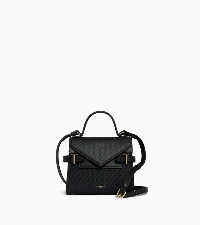 Le Tanneur Emilie petit sac à main cuir noir double rabat
