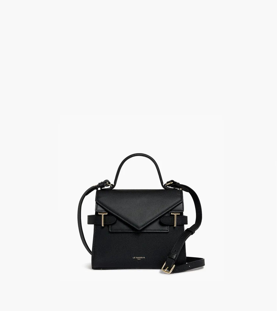 Le Tanneur Emilie petit sac à main cuir noir double rabat
