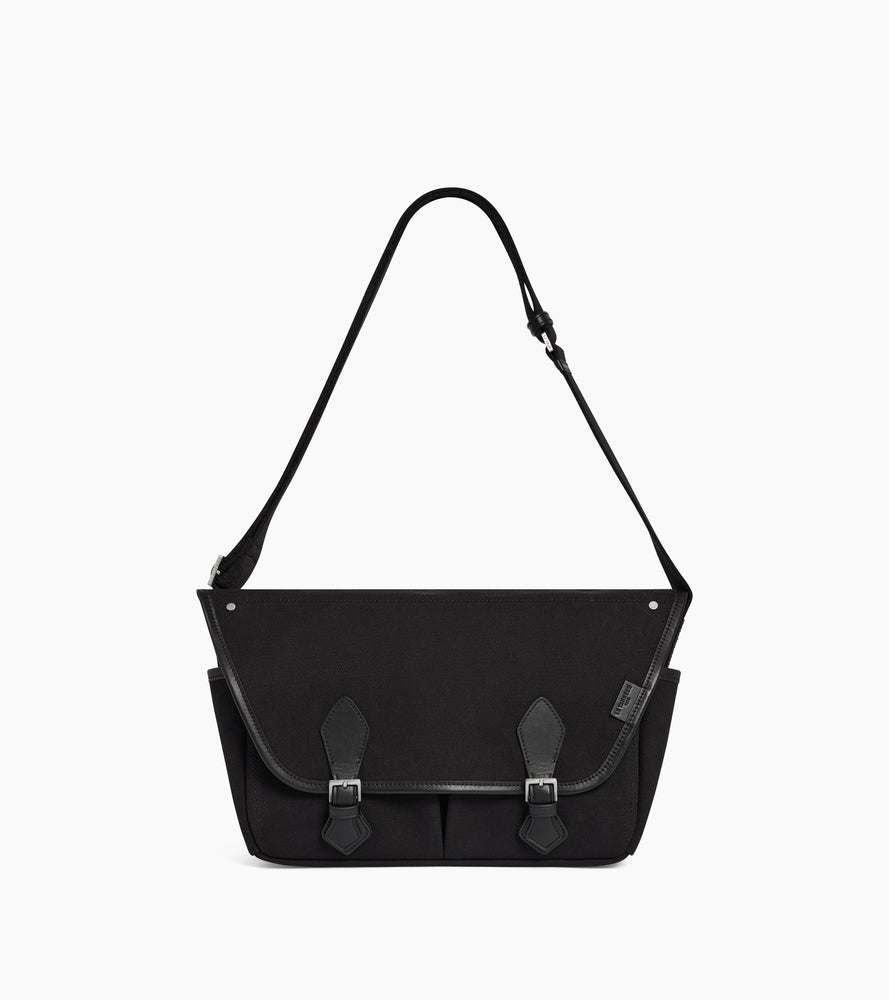 Le Tanneur Solveig sac bandoulière moyen noir toile coton cuir