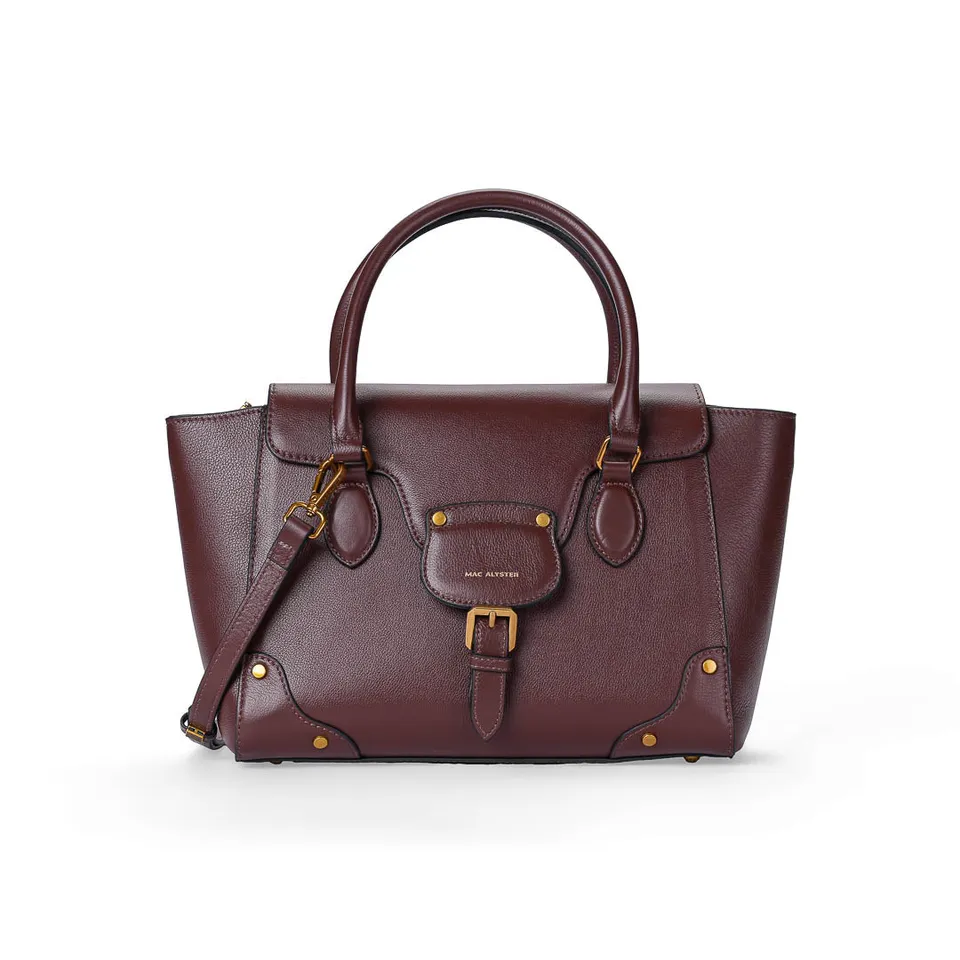 Mac Alyster Lanora Sac à main cuir Marron Chocolat porté main