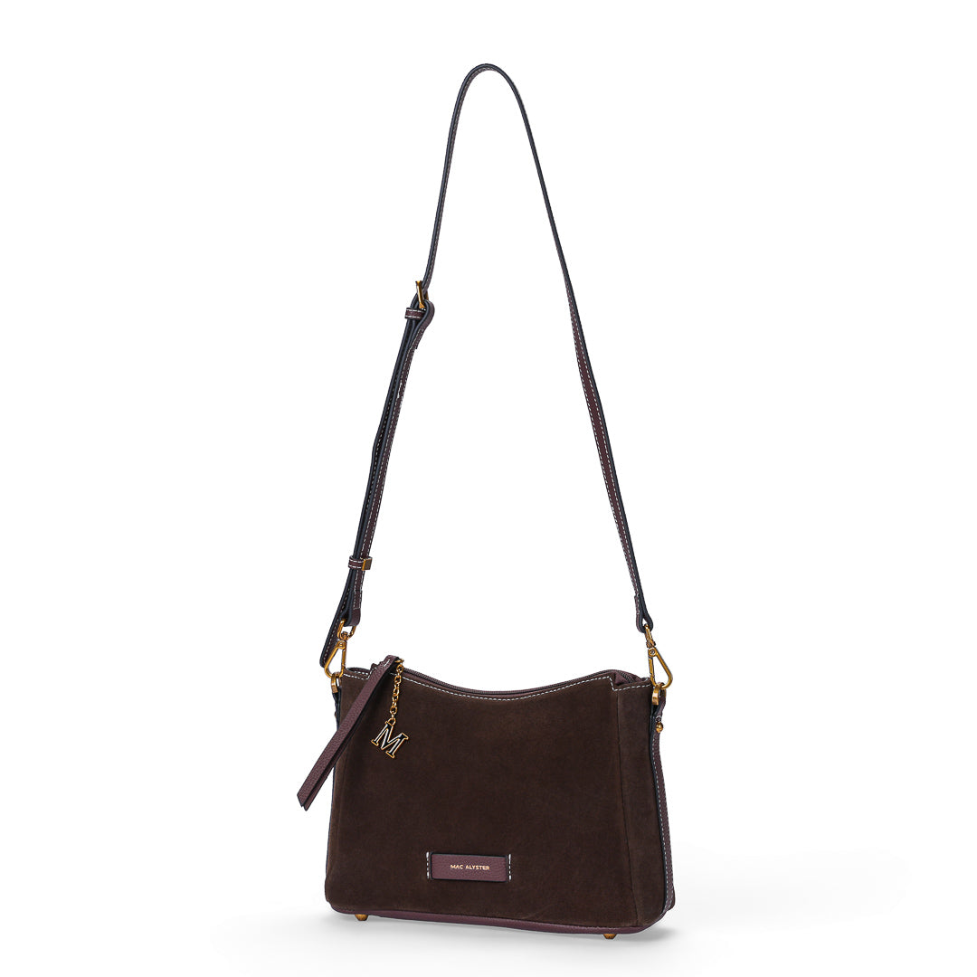 MAC ALYSTER GIULIA sac trotteur cuir Daim Chocolat