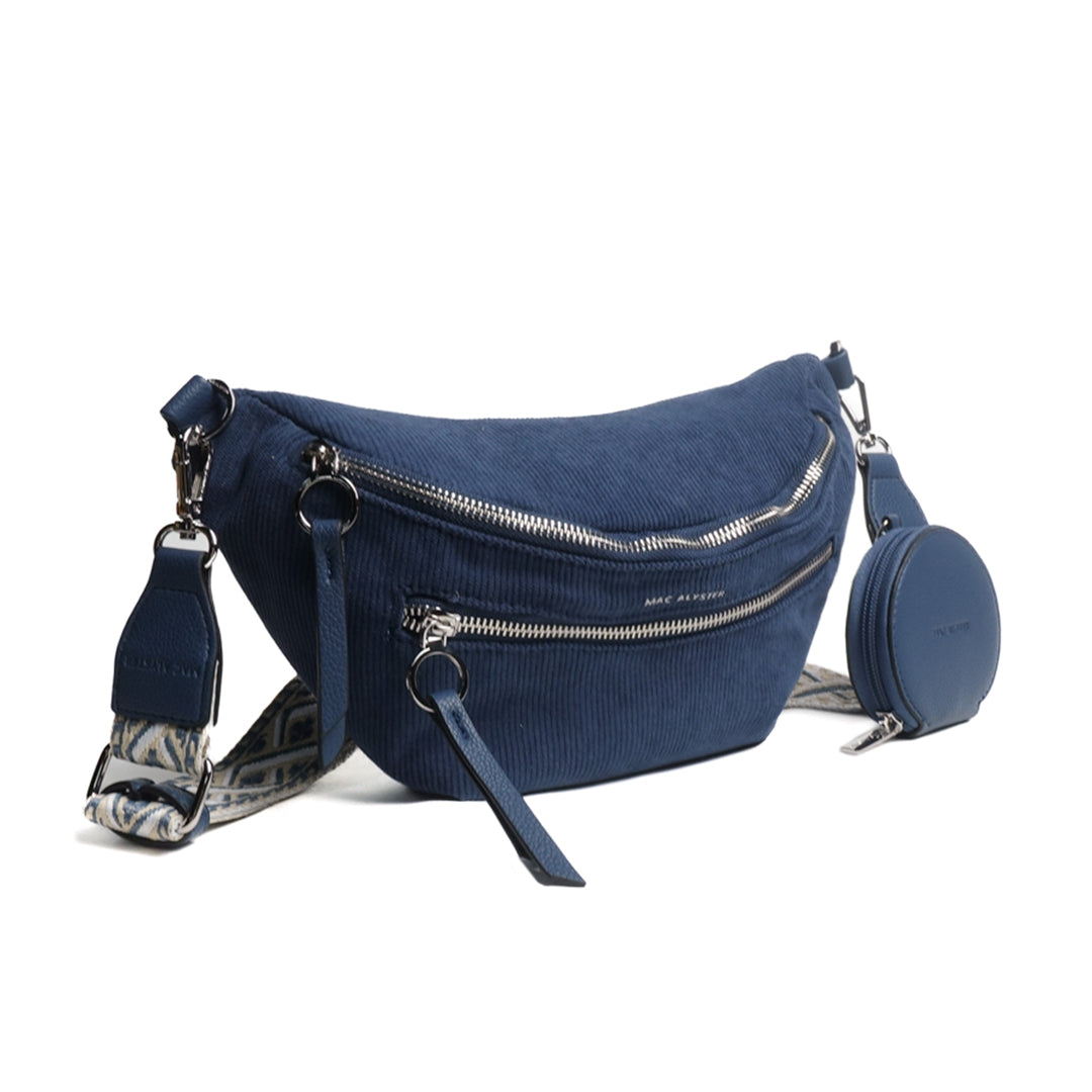 Mac Alyster Velours sac banane double poche bleu