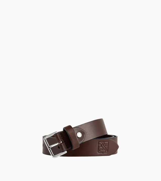 Le Tanneur Ceinture cuir lisse boucle carrée Coffee Brown