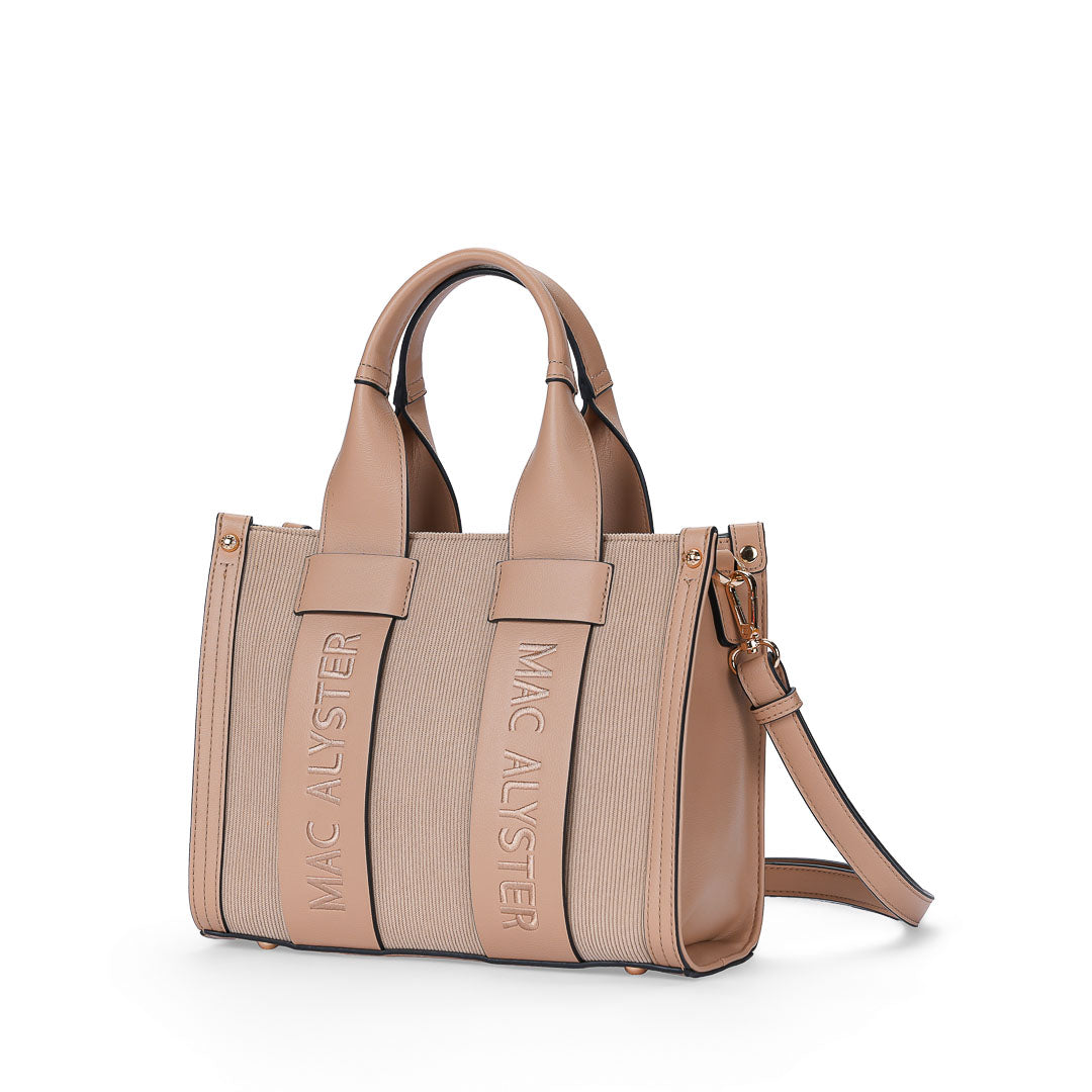 MAC ALYSTER Clover Velours petit sac à main beige broderie