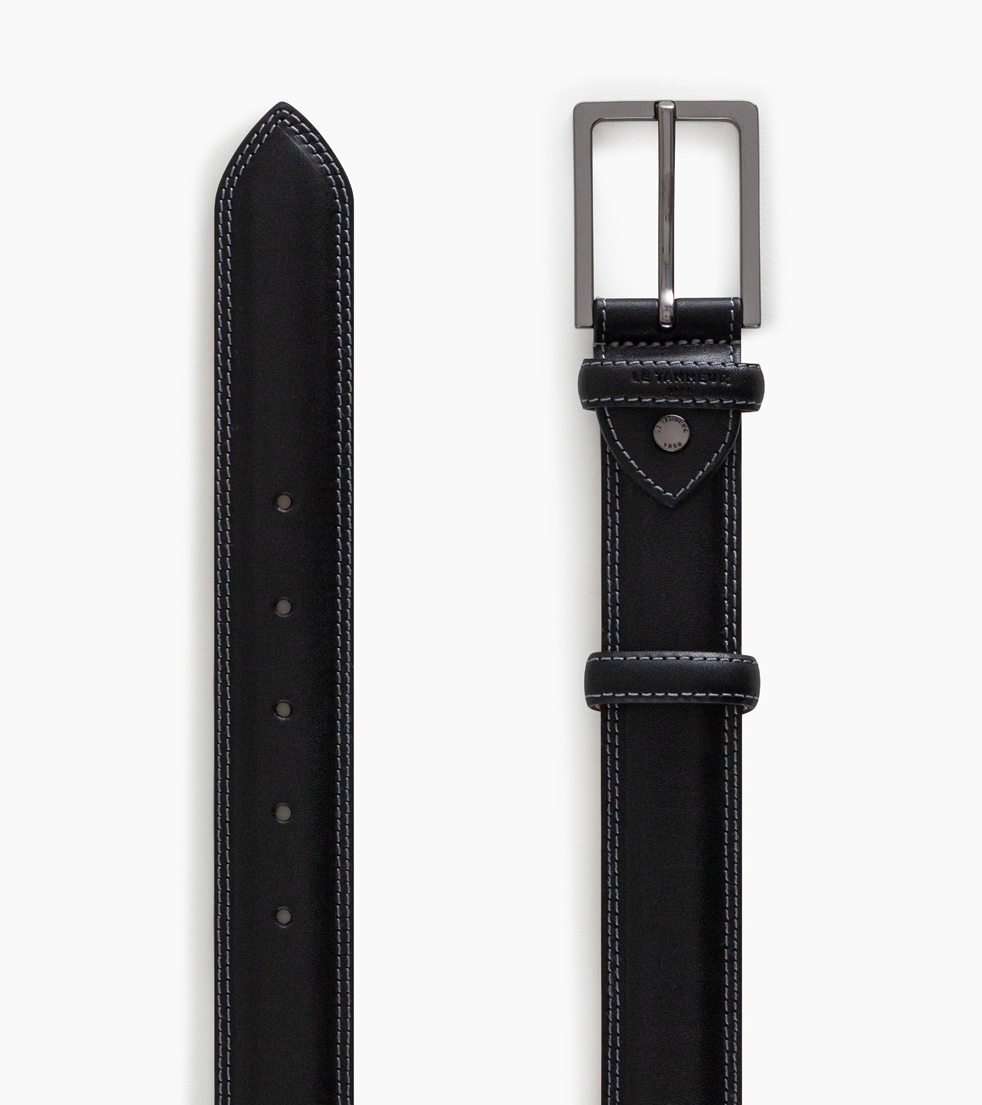 Le Tanneur Martin ceinture homme cuir lisse noir boucle carrée