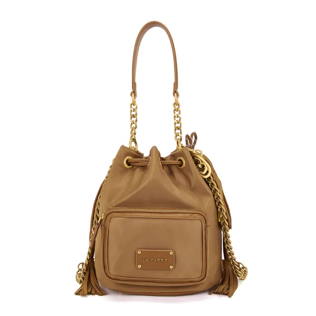 La Carrie Dark Wave sac seau nylon cognac 24x17x26
