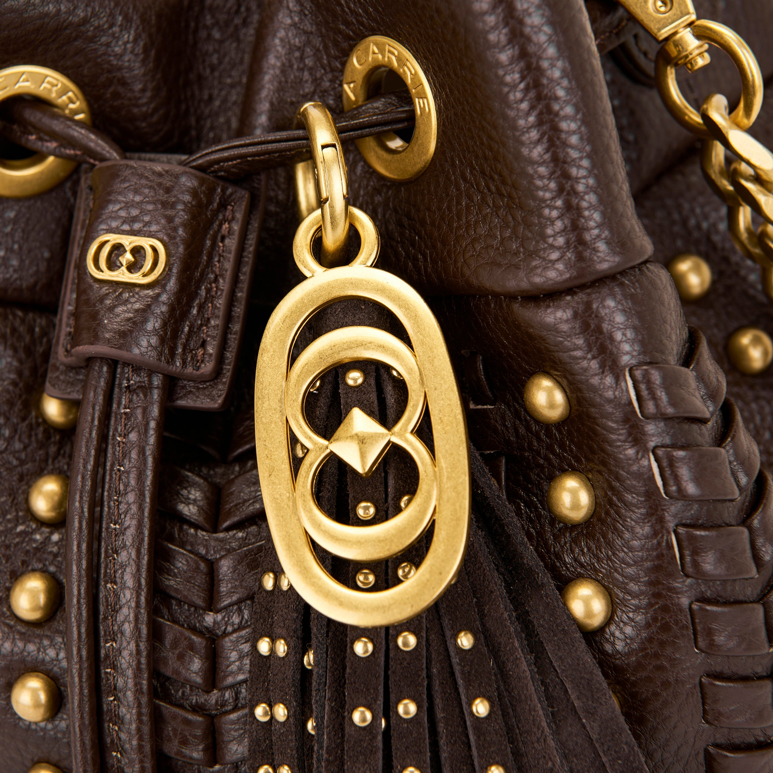 La Carrie Bag Eclipse sac seau marron 26x28cm cuir