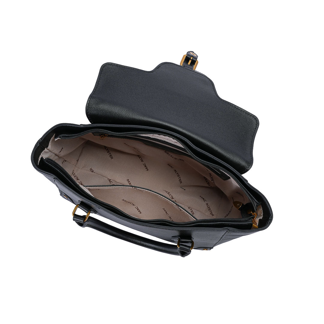 Mac Alyster Lanora Sac à main cuir Marron Chocolat porté main