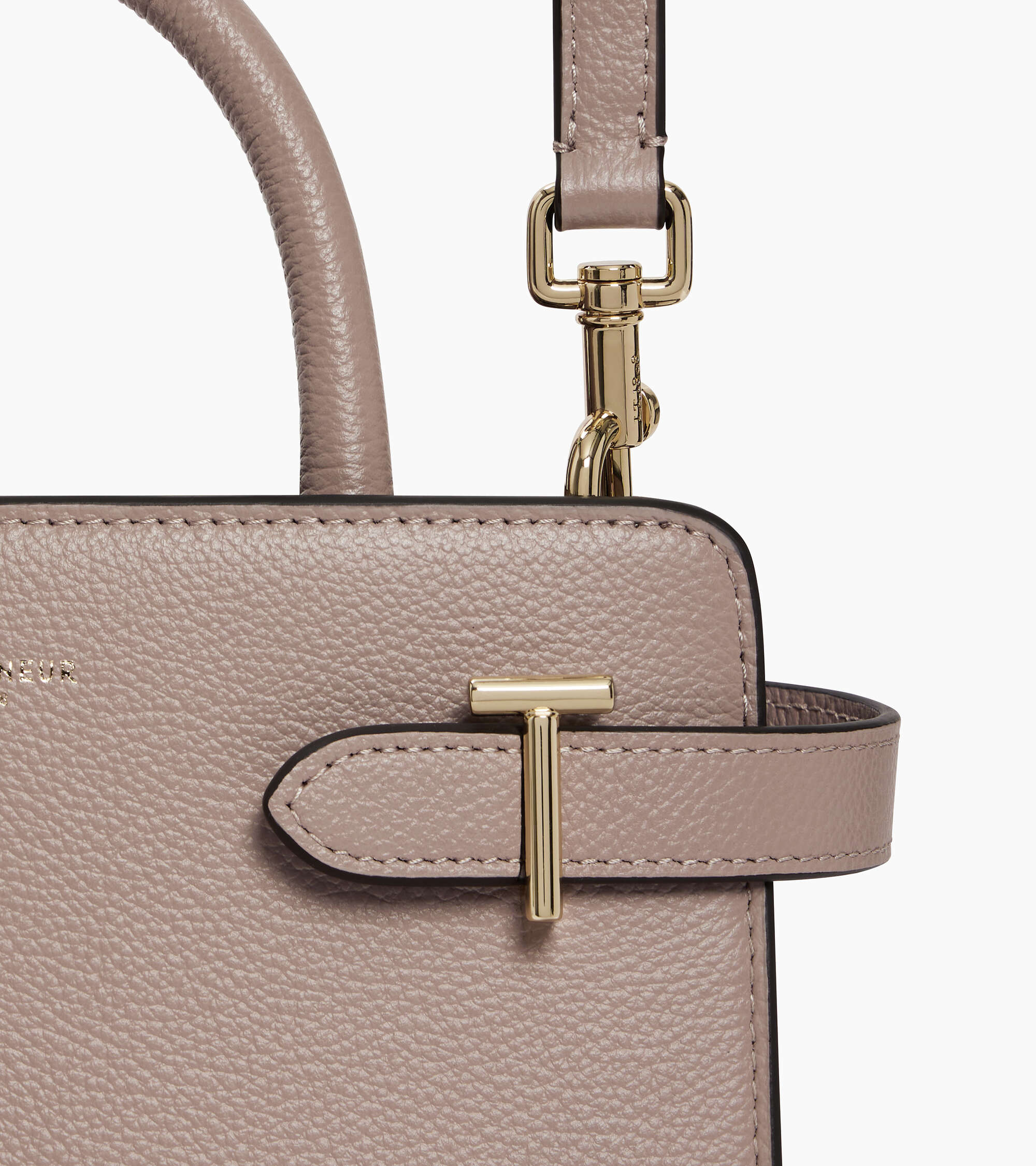 Le Tanneur Emilie petit sac main cuir grainé gris Fossil Grey