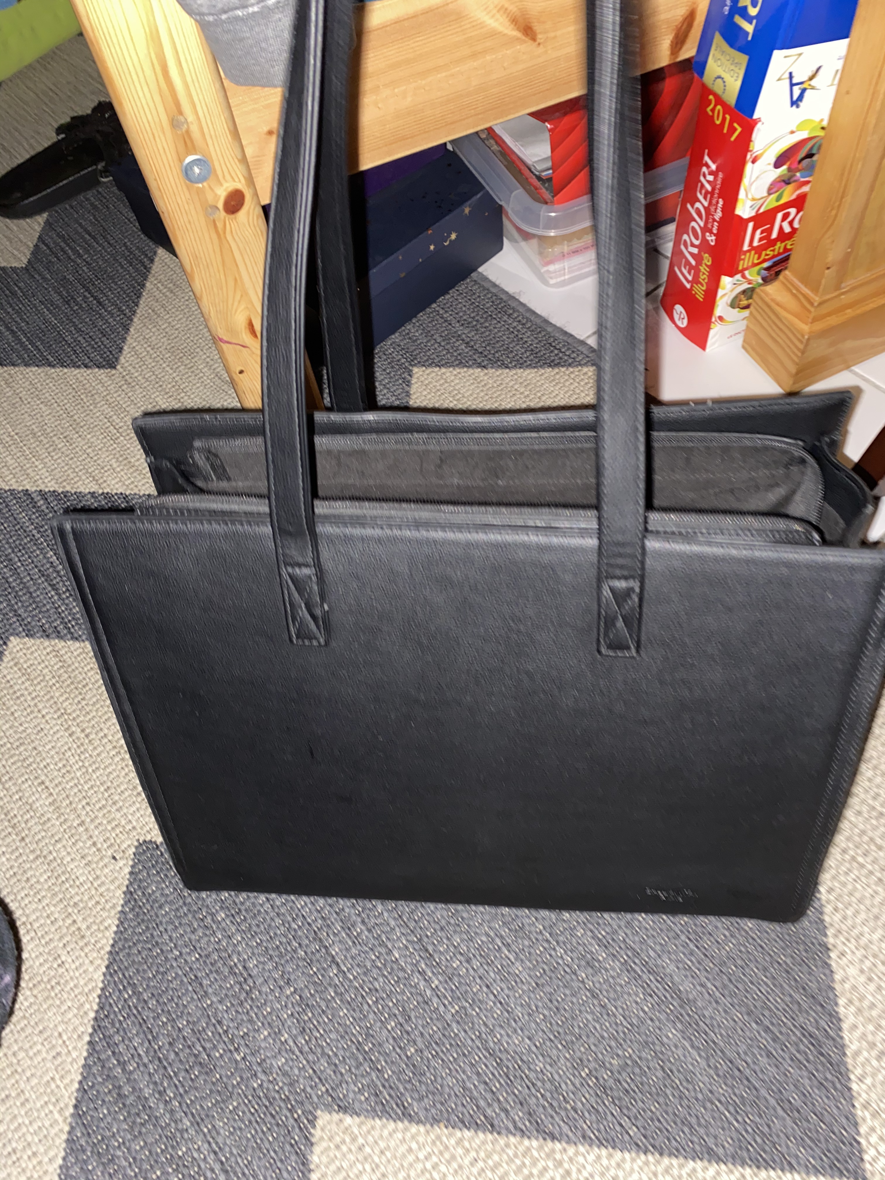 Gallantry Sacs Cabas Tote Bag A4 XL Noir Simili Cuir 38x29cm