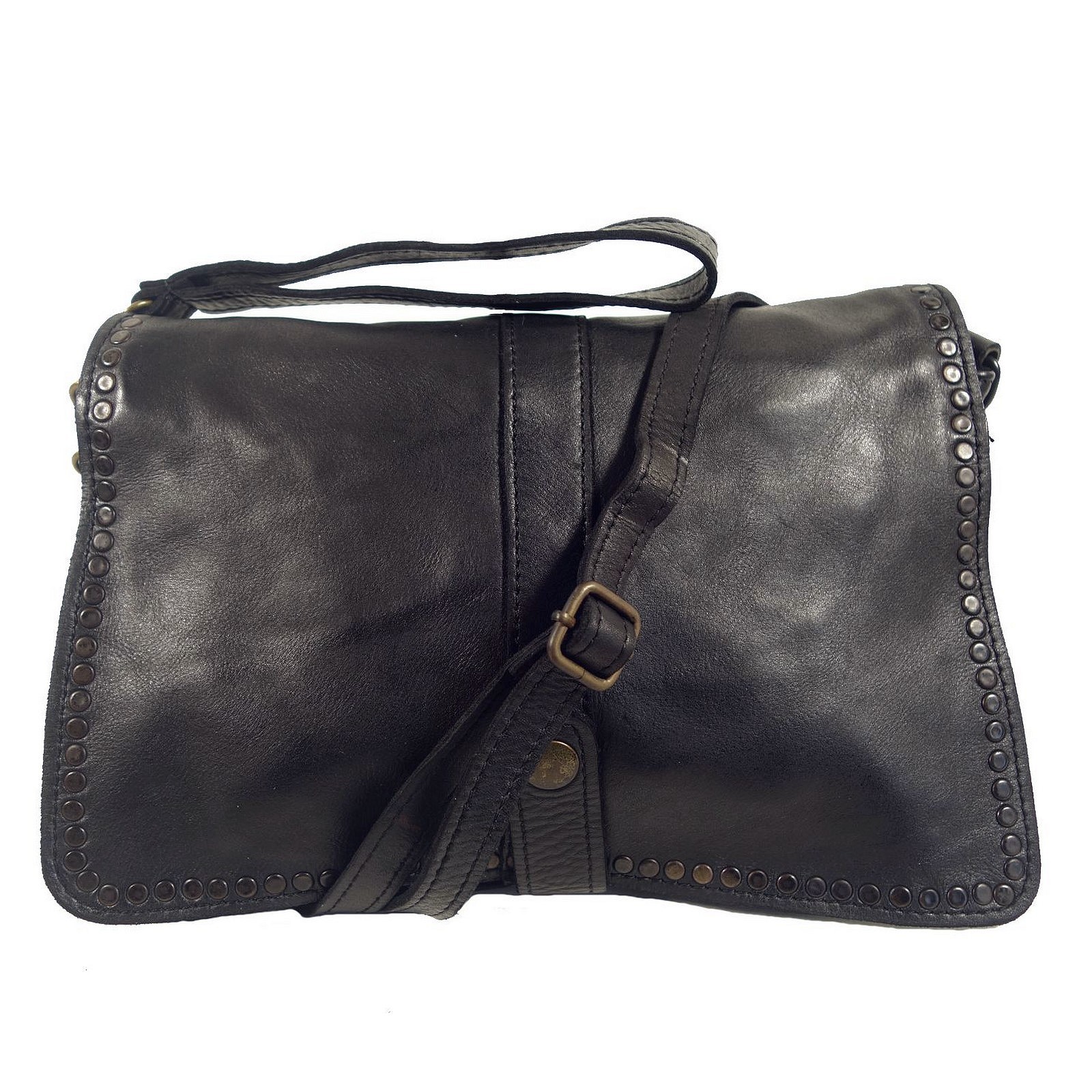 Collection Esprit Cuir Sac pochette GENA sac main cuir noir clouté