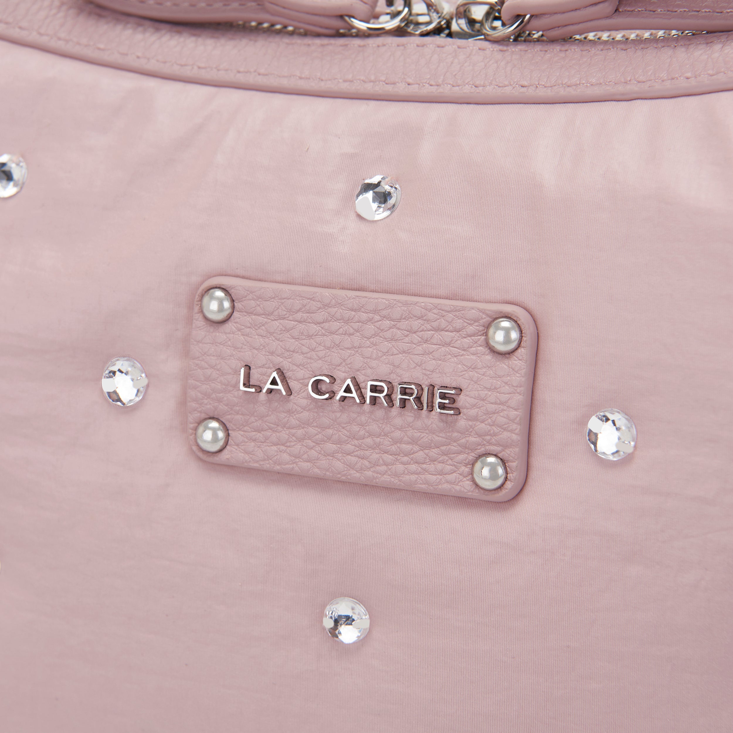 La Carrie Wrinkled sac bandoulière nylon rose strass
