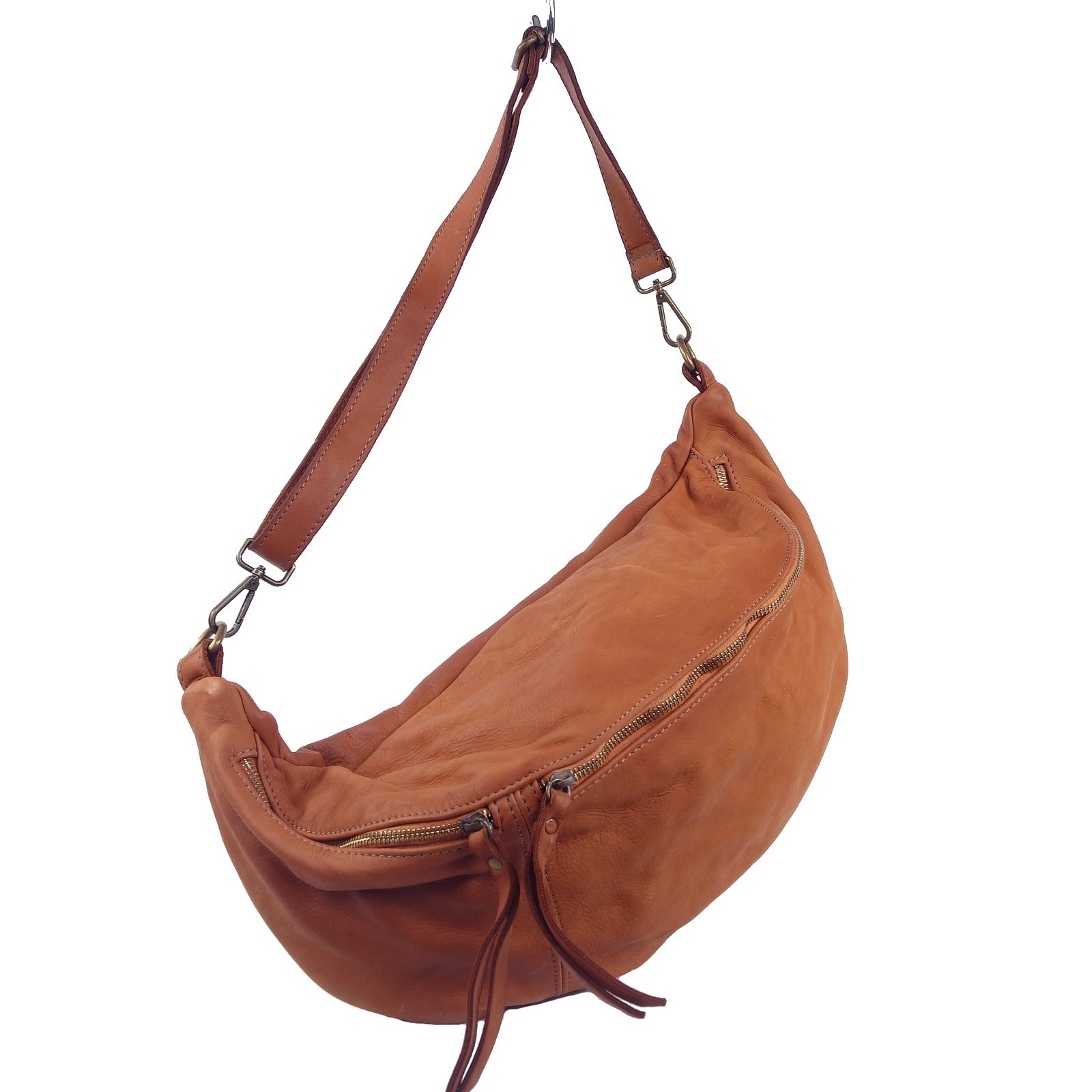 Collection Esprit Cuir OLIVER sac banane cuir naturel holster vintage
