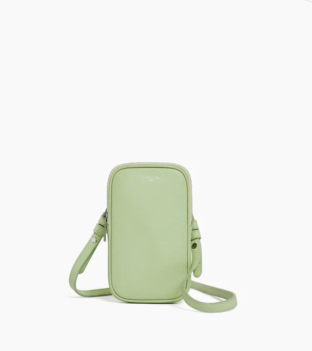 Le Tanneur étui téléphone cuir grainé zip bandoulière