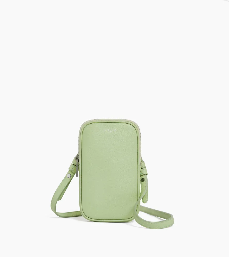 Le Tanneur étui téléphone cuir grainé zip bandoulière