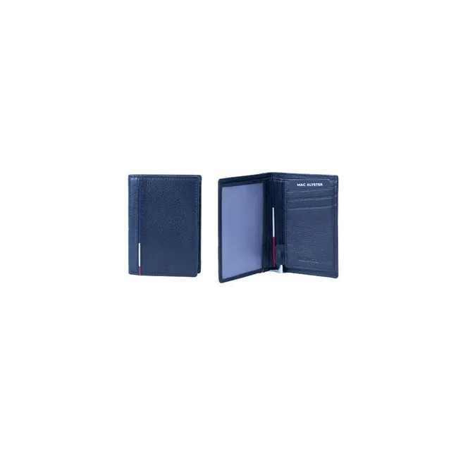 MAC ALYSTER Fleuron petit portefeuille marine grainé