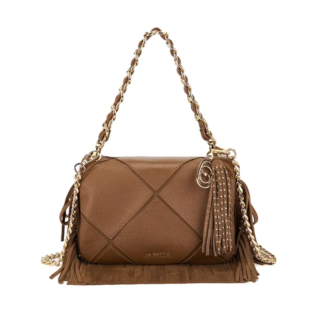 La Carrie Bag Isabel sac bandoulière cuir camel chaîne