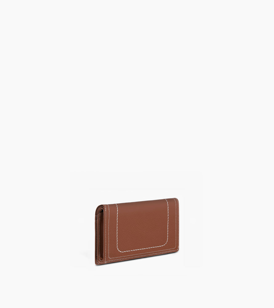 Le Tanneur Ella portefeuille cuir grainé marron RFID femme