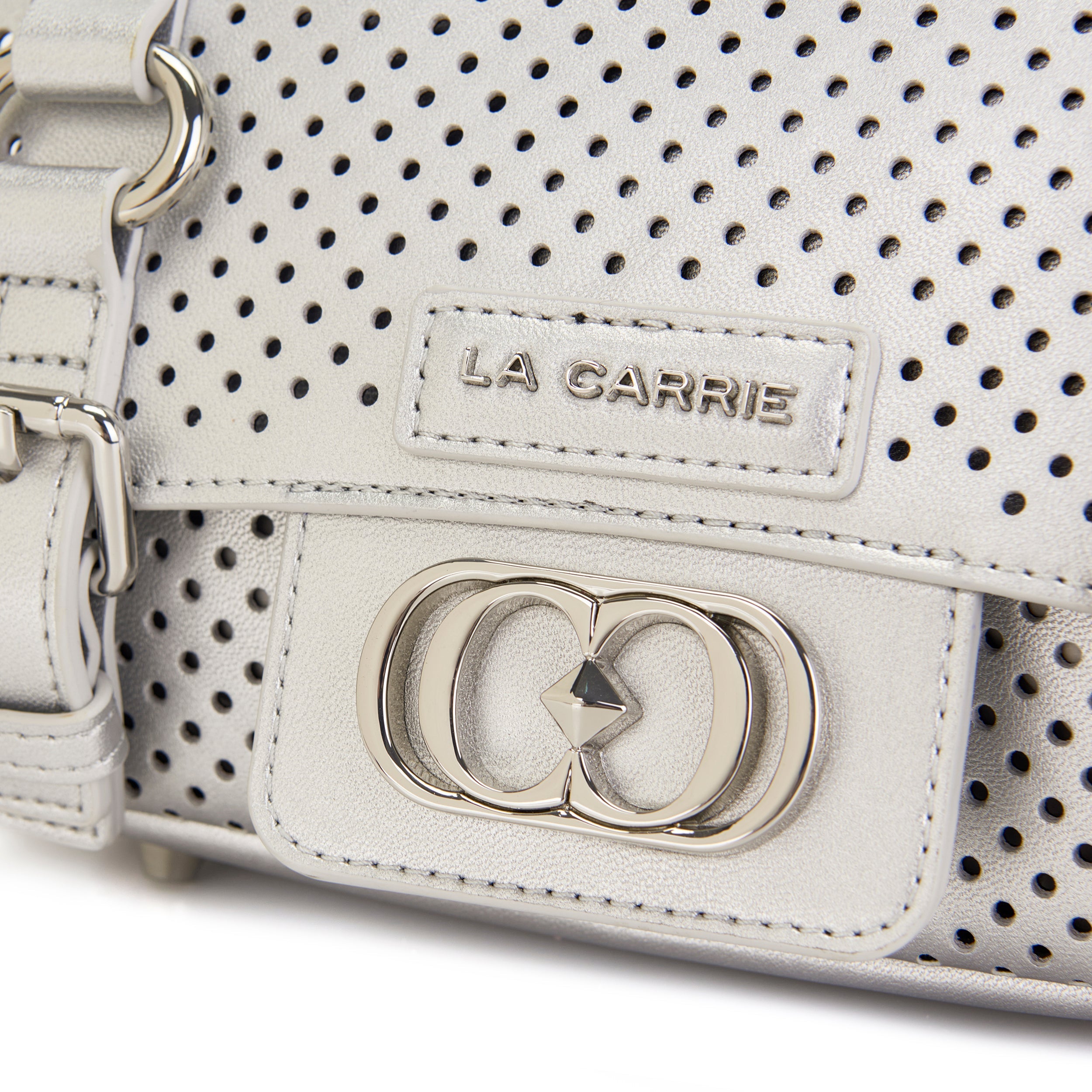 La Carrie Atena sac shopping silver cuir perforé