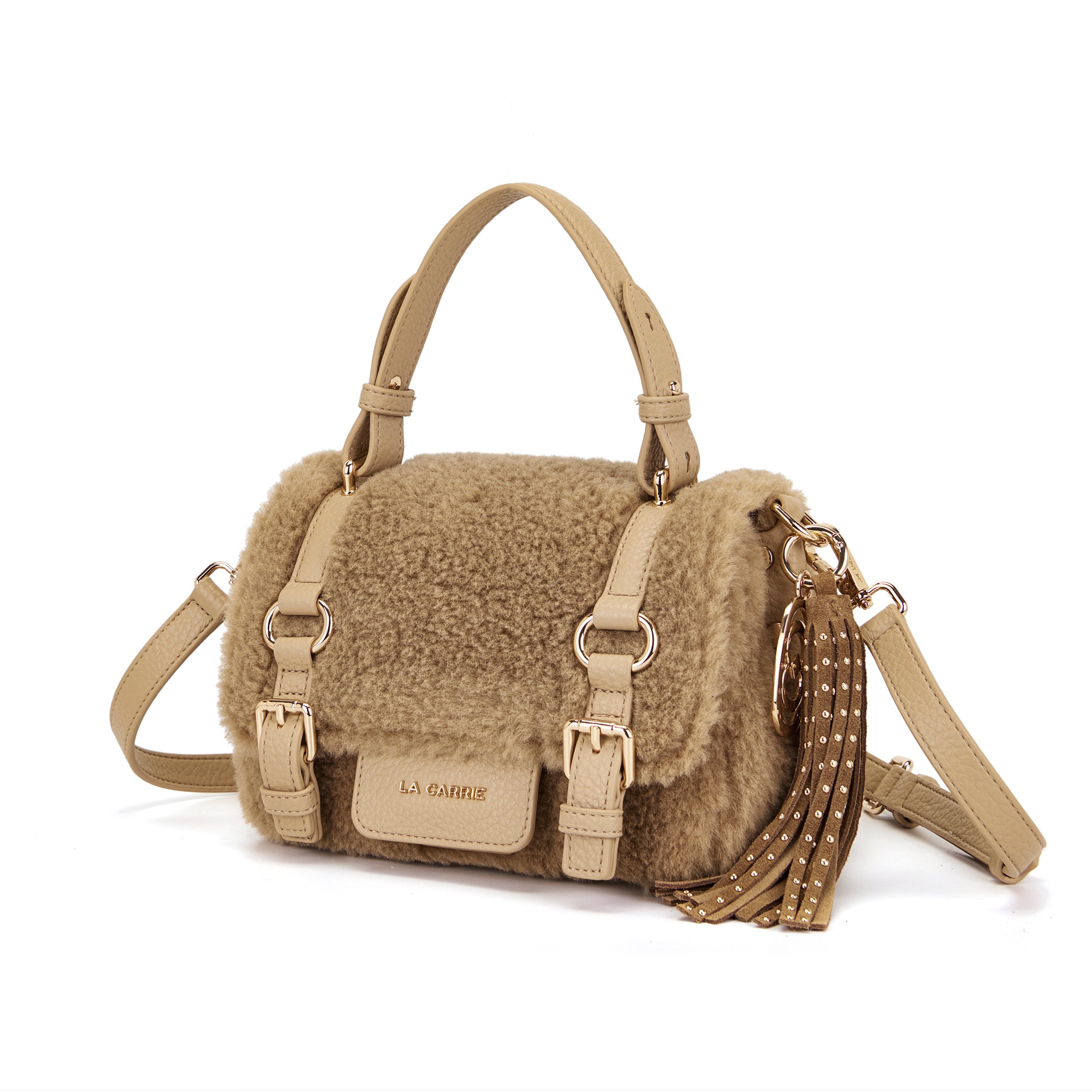 La Carrie Atena Teddy cabas taupe 22 cm fourrure