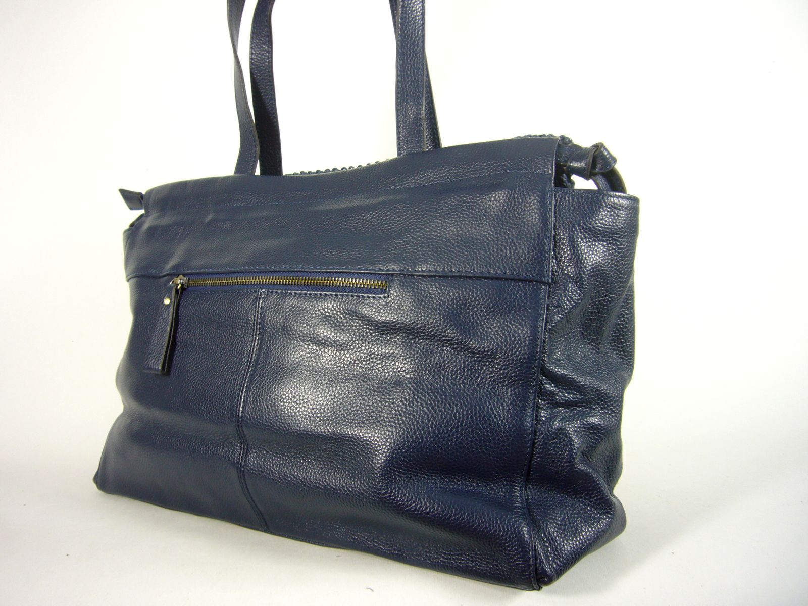 Collection Esprit Cuir MARGOT sac à main cuir bleu nuit rabat