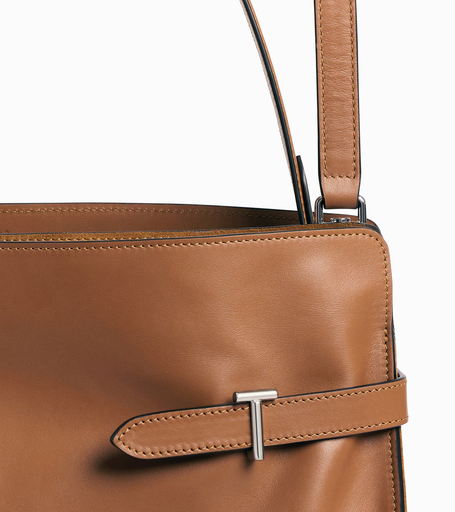 Le Tanneur Emie maxi sac épaule cuir lisse nubuck marron tan