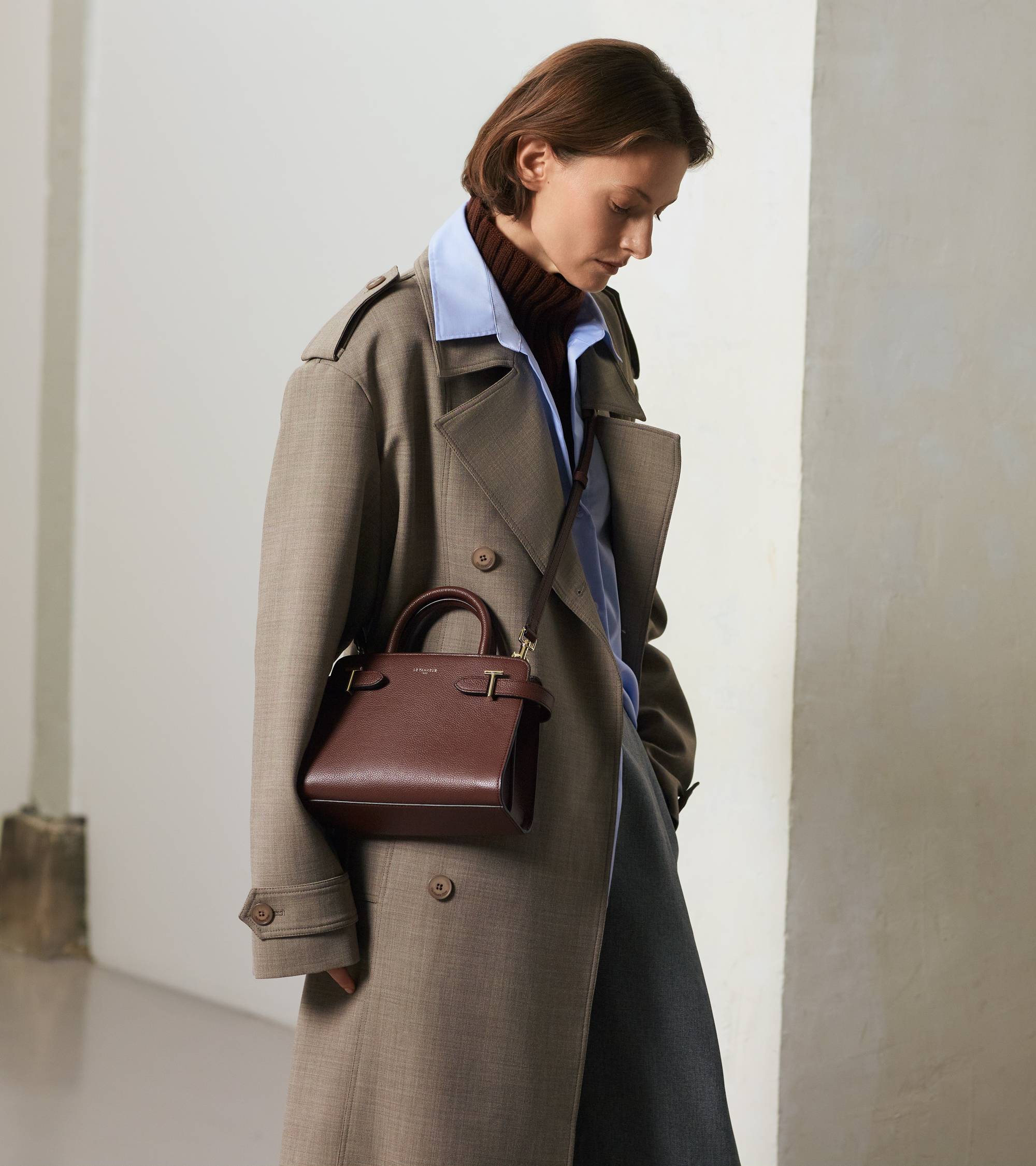 Le Tanneur Emilie petit sac à main cuir grainé 3 compartiments