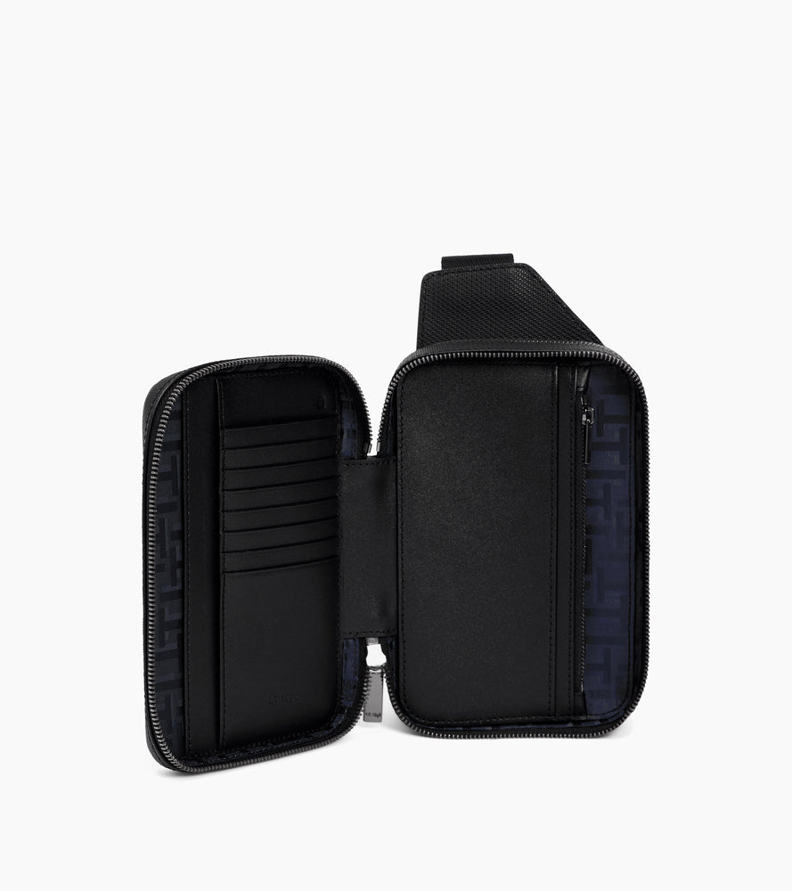 Le Tanneur Emile Sacoche sling cuir noir signature T
