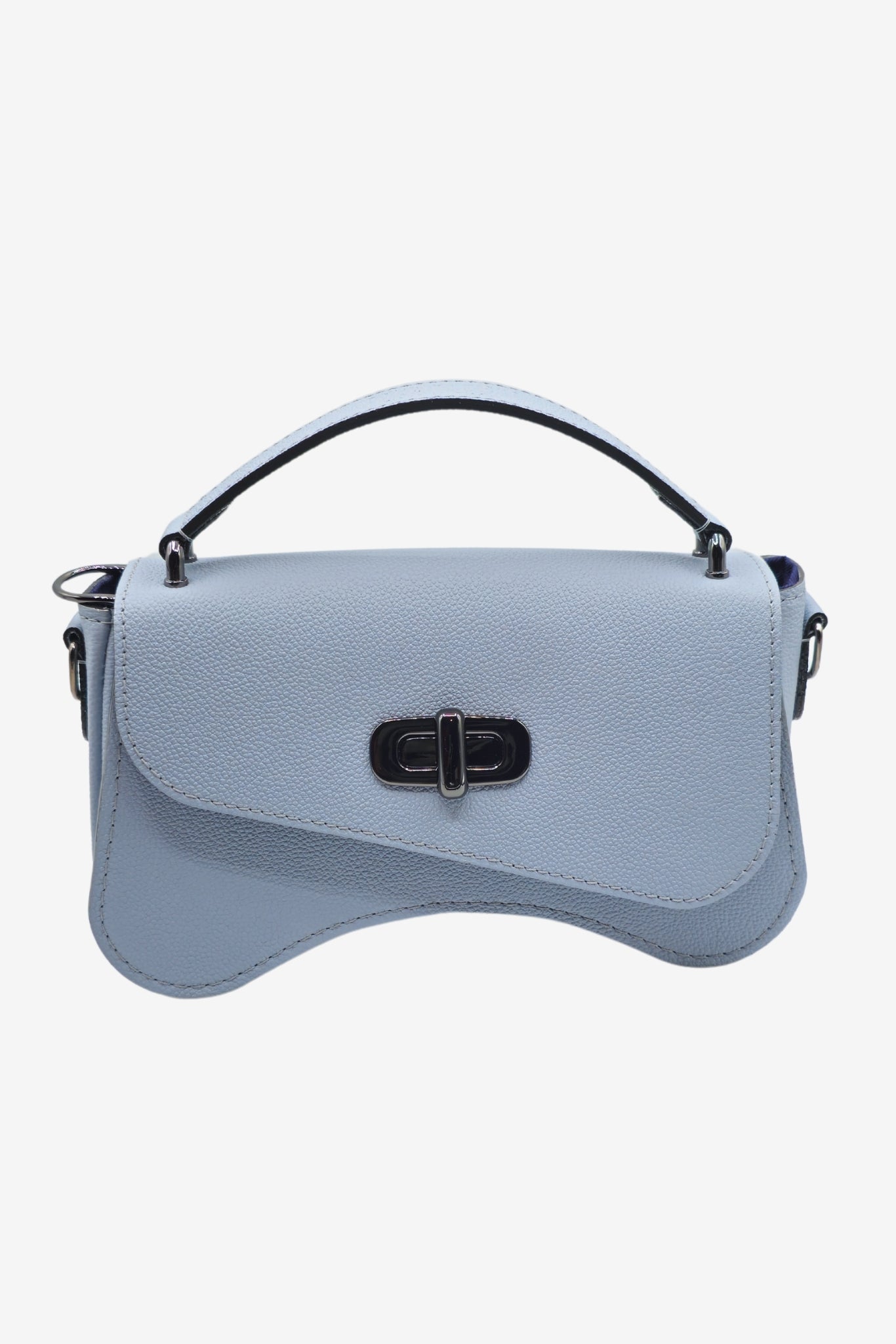 Nodie's L'iconique sac baguette cuir bleu ciel grainé