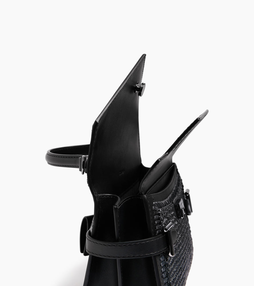 Le Tanneur Emilie petit sac à main raphia cuir noir