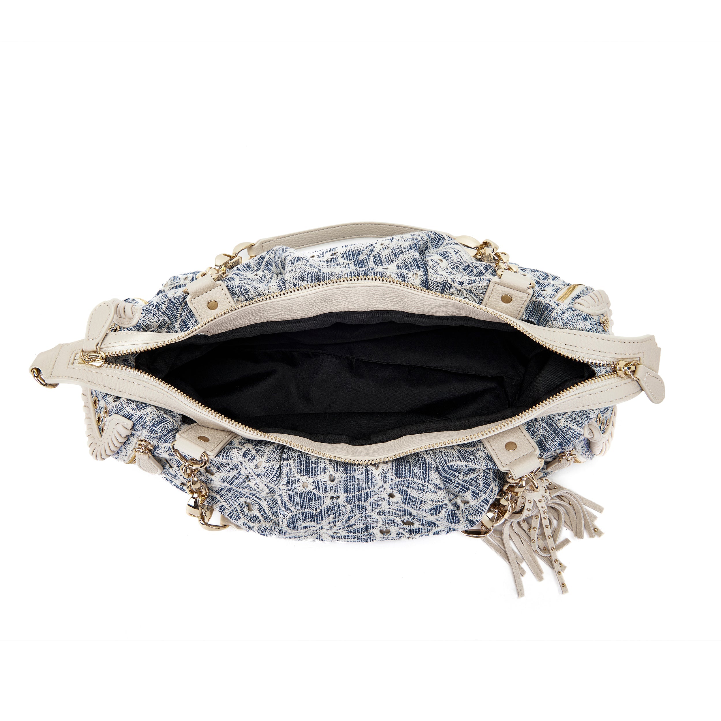 La Carrie Romantic sac shopping jeans brodé
