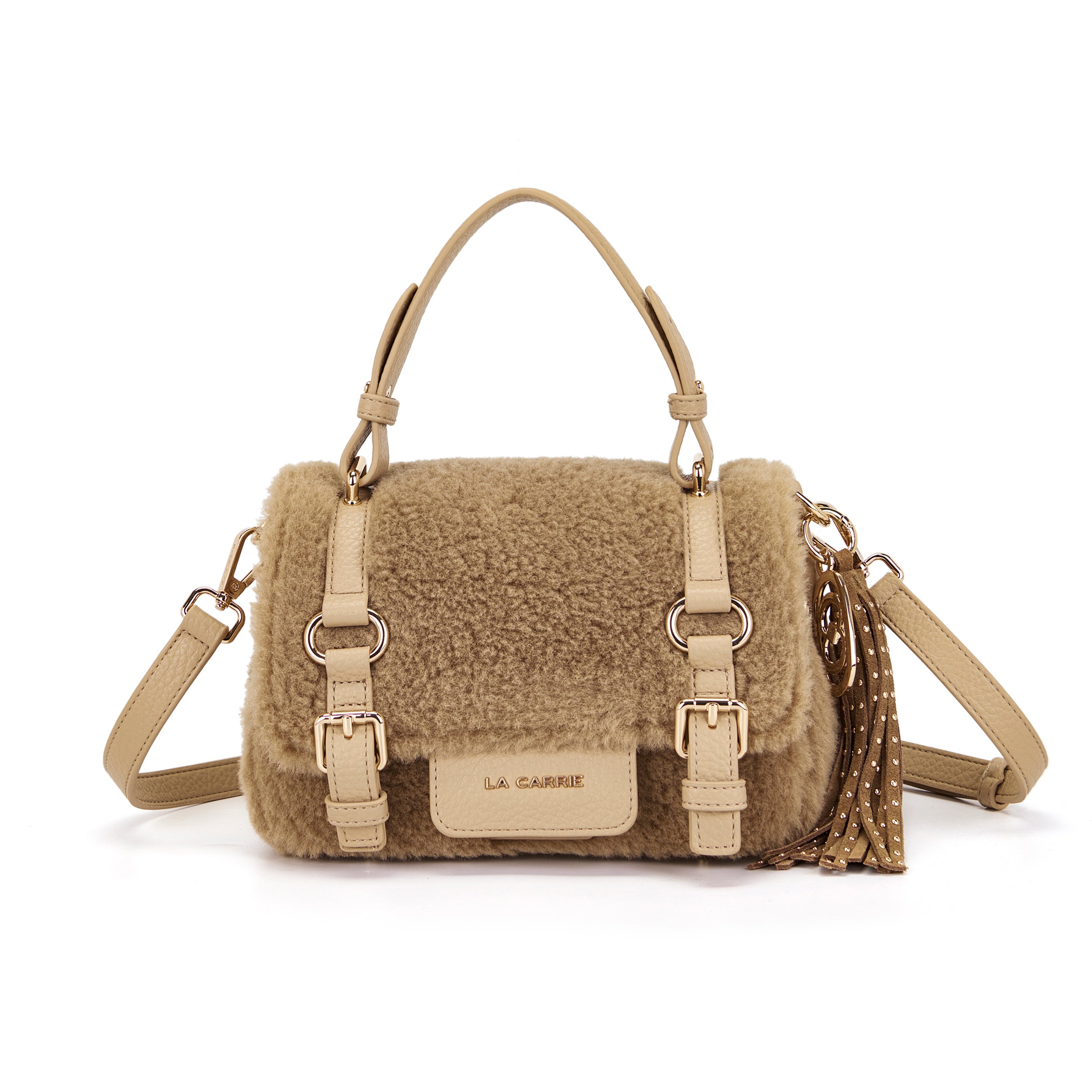 La Carrie Atena Teddy cabas taupe 22 cm fourrure