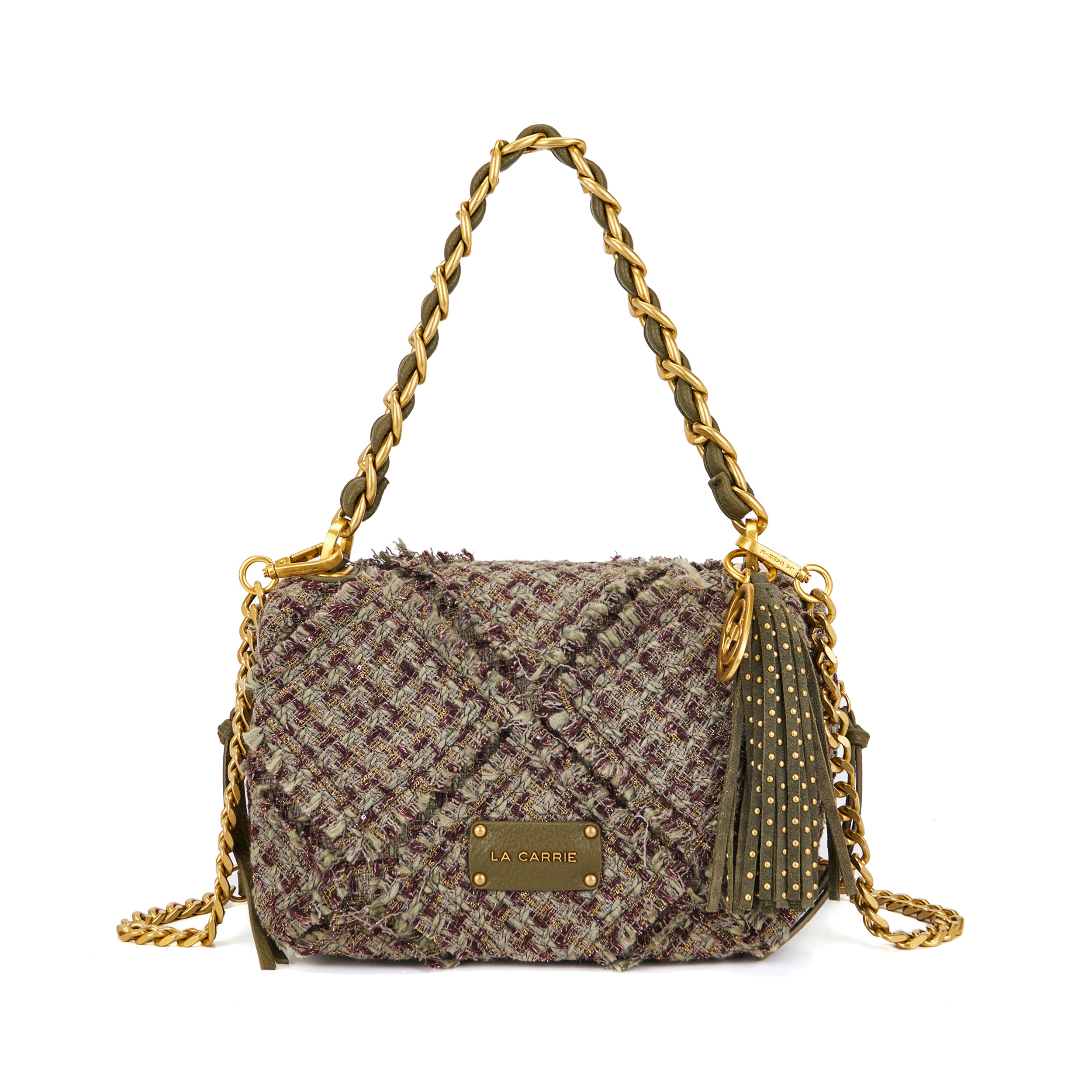 La Carrie Cross Isabel sac bandoulière vert bouclé 32 cm