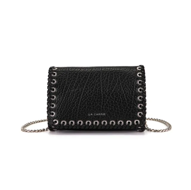 La Carrie Capsule sac bandoulière noir PU œillets