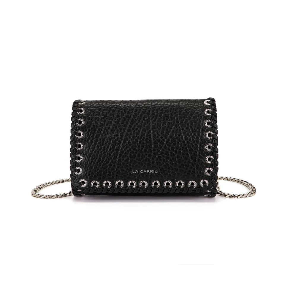 La Carrie Capsule sac bandoulière noir PU œillets