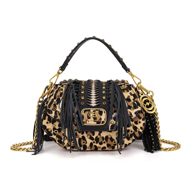 La Carrie Jungle sac à main léopard cuir 25x10x17cm