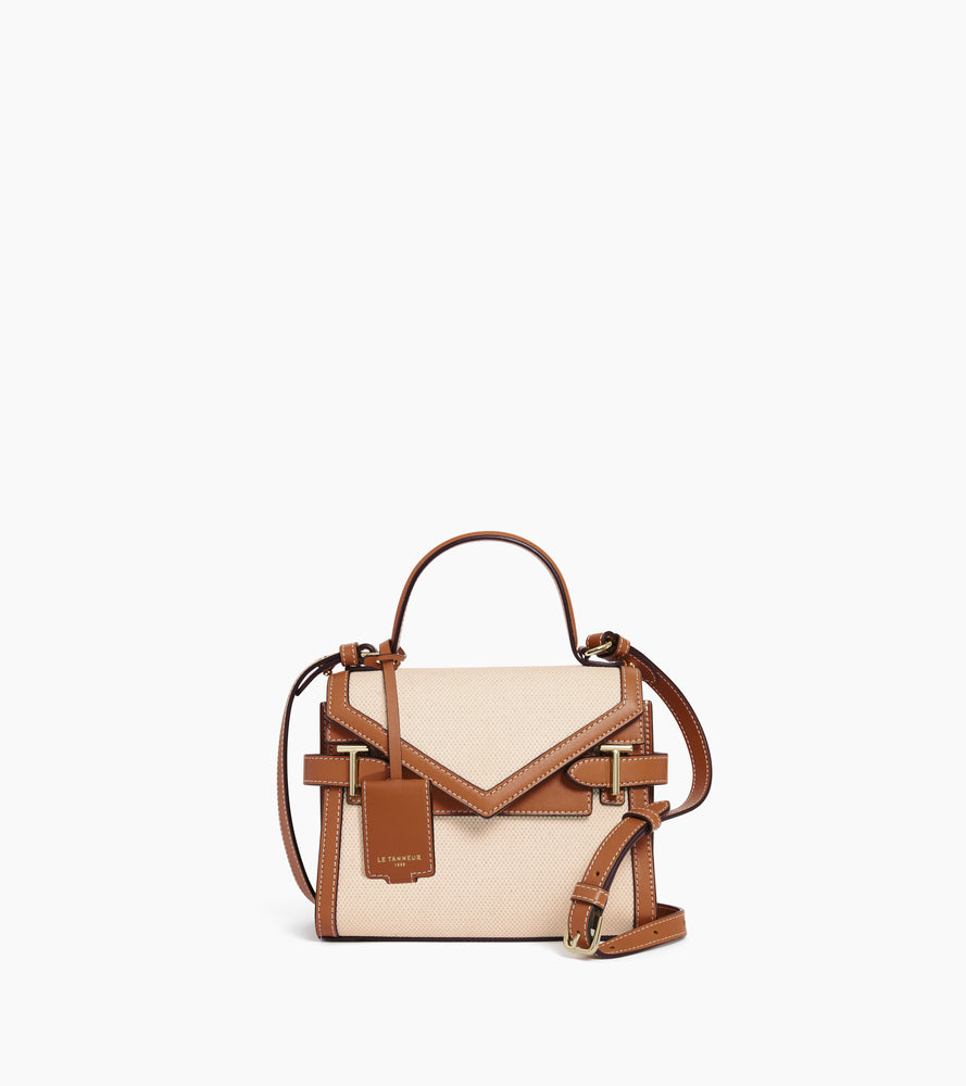 Le Tanneur Emilie petit sac à main toile cuir Natural Tan