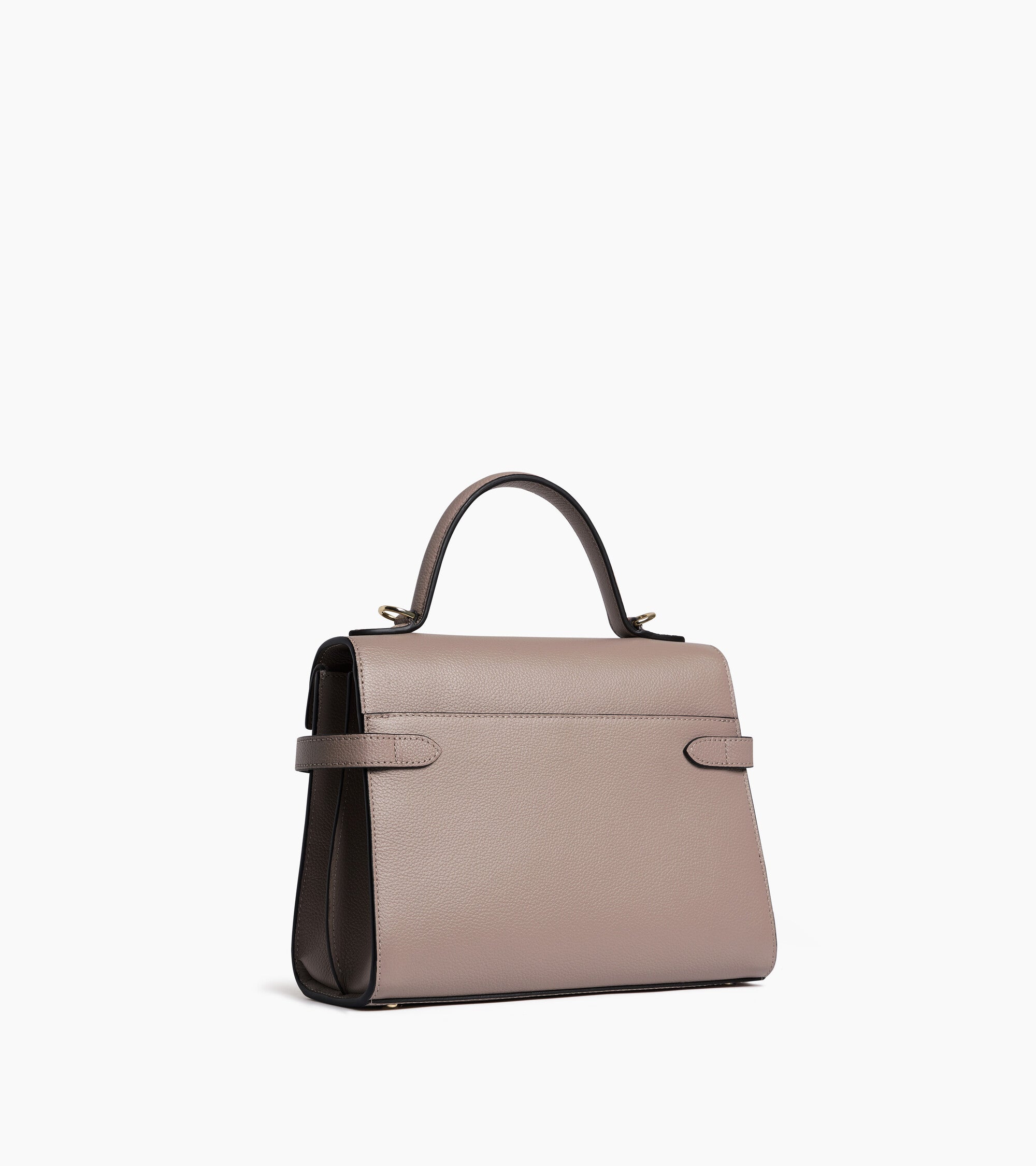 Le Tanneur Emilie sac main cuir grainé Fossil Grey double rabat