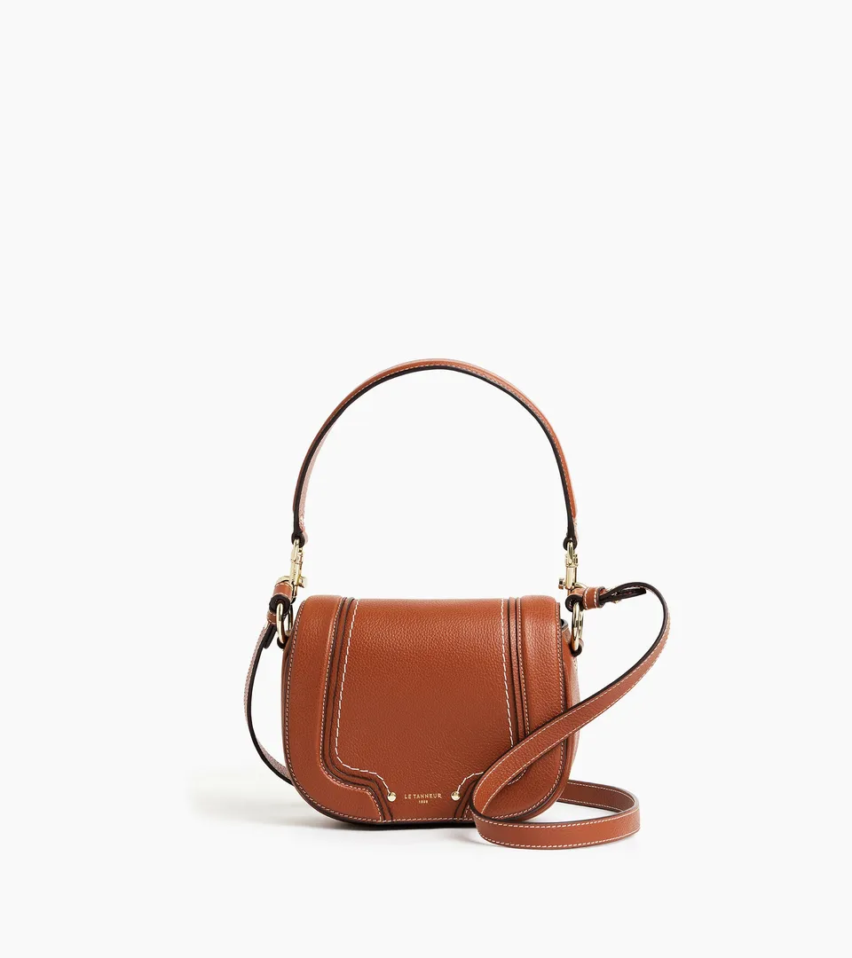 Le Tanneur Ella sac bandoulière cuir grainé Mahogany Brown