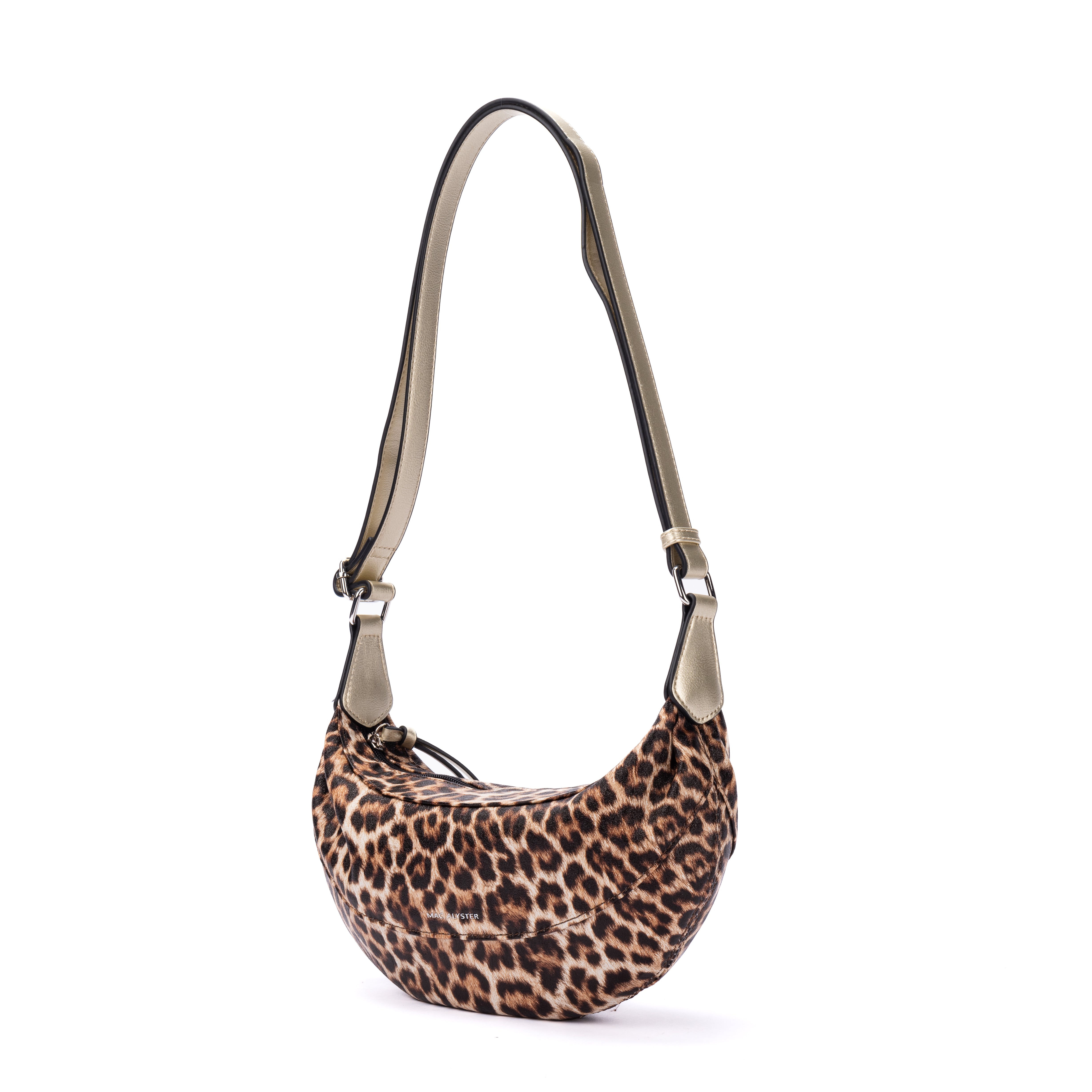 MAC ALYSTER CAPSULE LEOPARD Sac demi-lune Doré imprimé