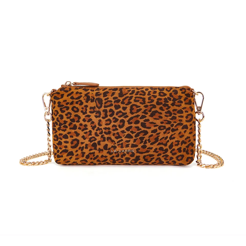 La Carrie Lio portefeuille zip marron léopard