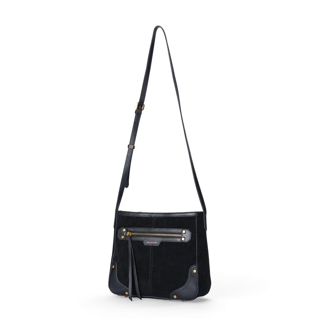 MAC ALYSTER Lanora sac trotteur Daim Noir cuir 28 cm