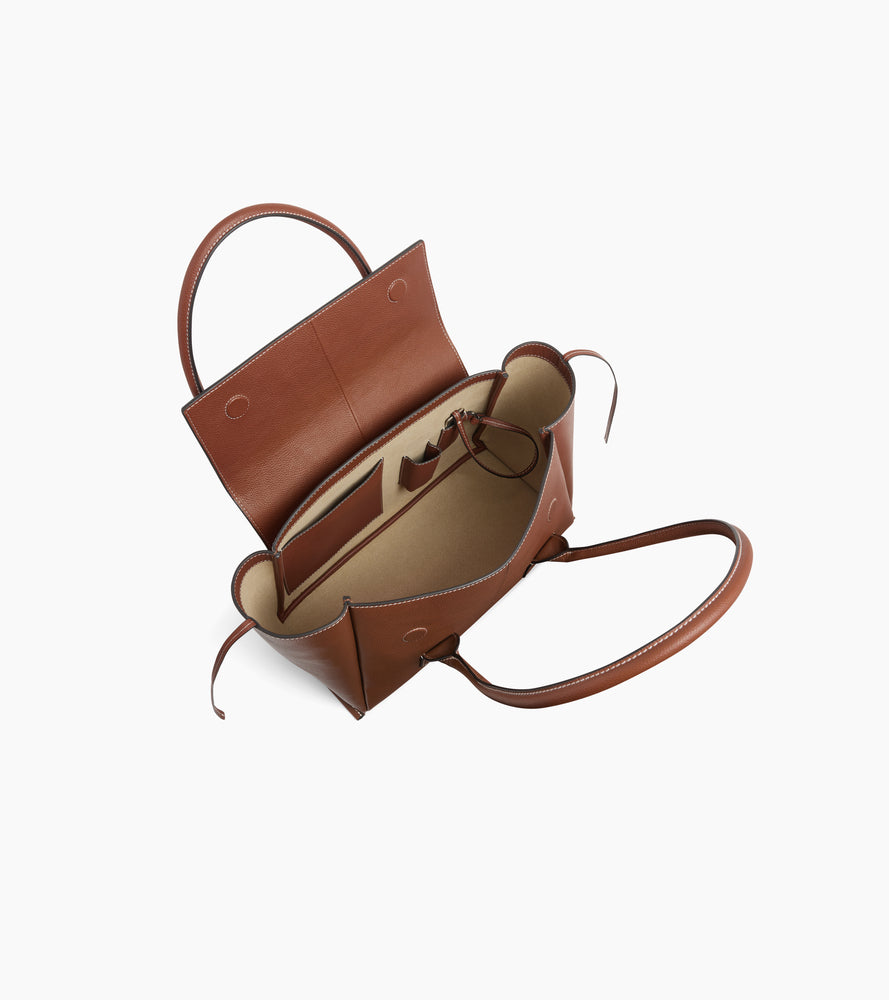 Le Tanneur Elena Sac Cabas Moyen Rabat Cuir Grainé Marron