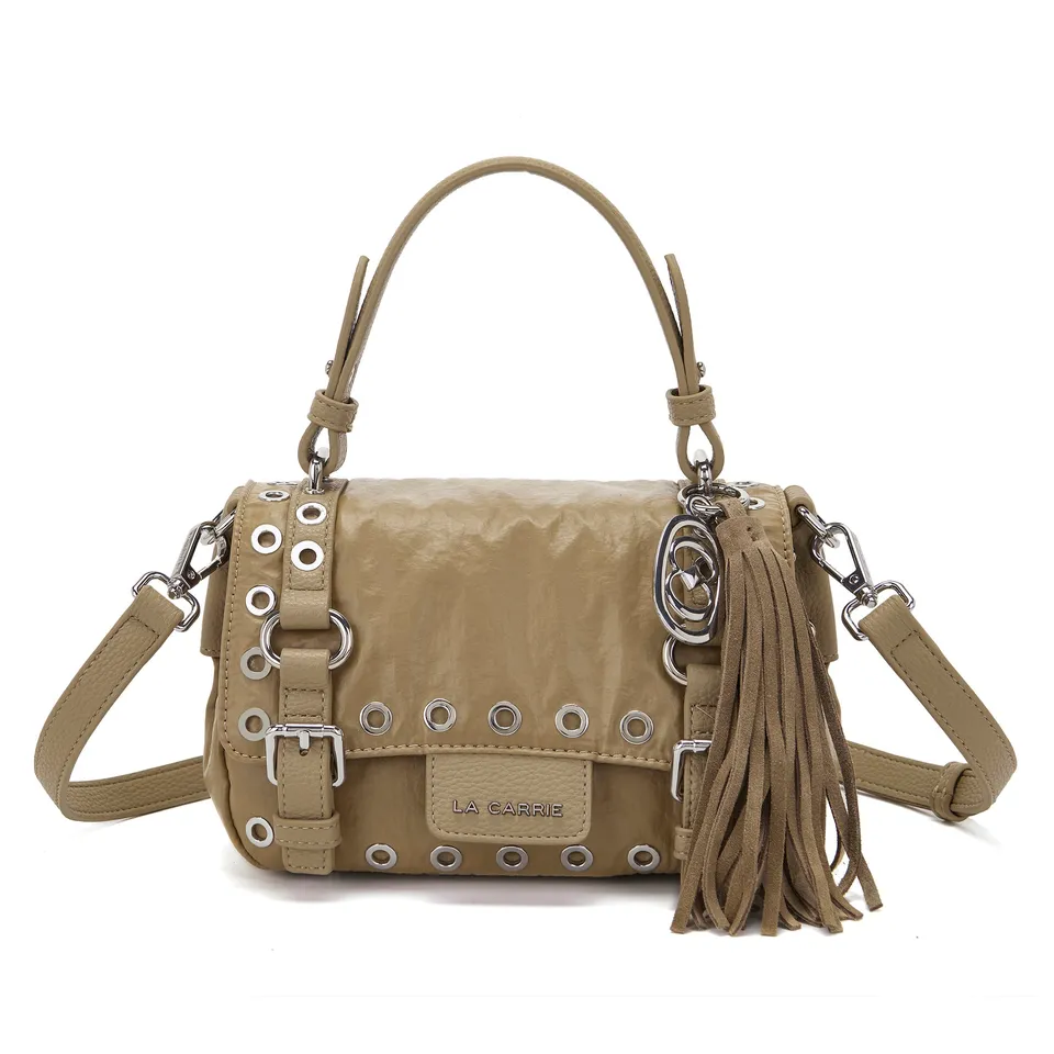 La Carrie Atena Wrinkled sac cabas BEIGE nylon