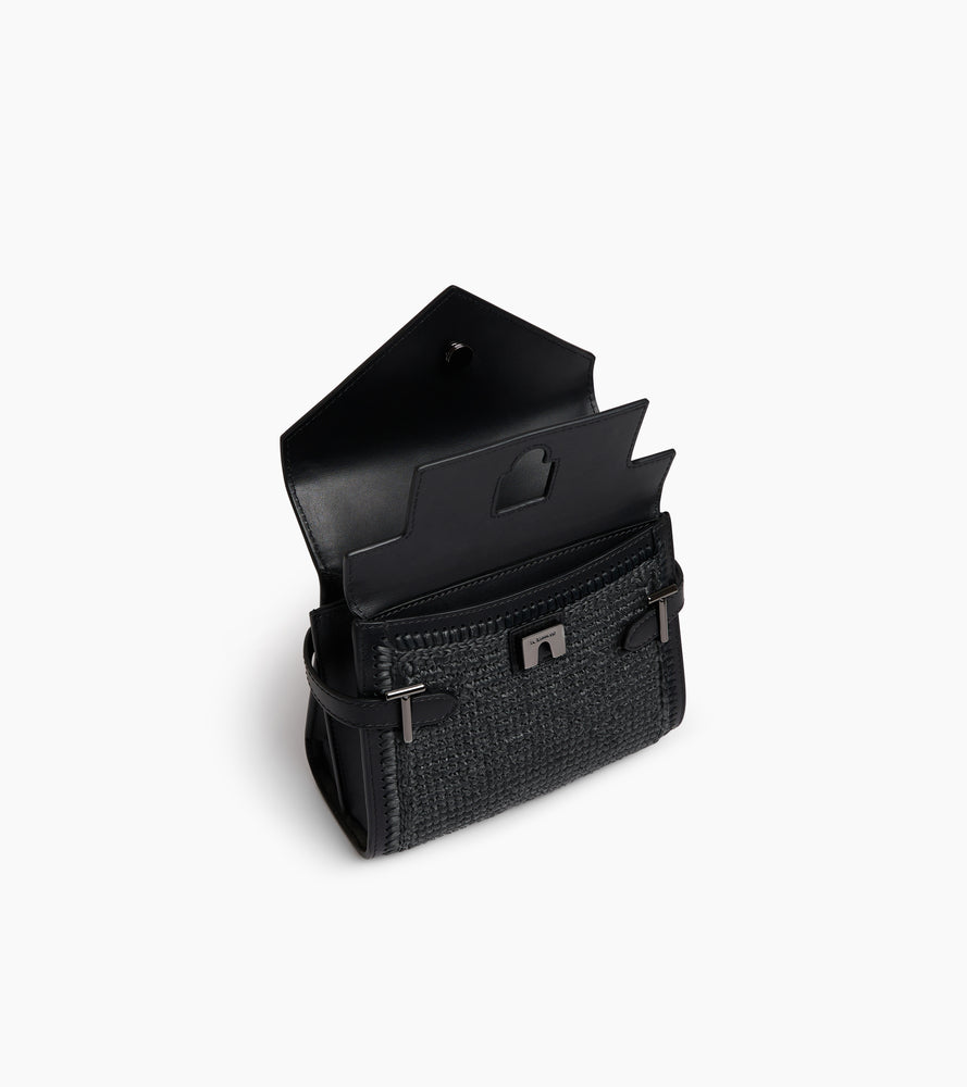 Le Tanneur Emilie petit sac à main raphia cuir noir