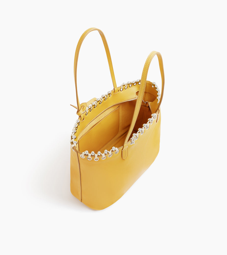 Le Tanneur Kitesy cabas cuir grainé jaune rattan