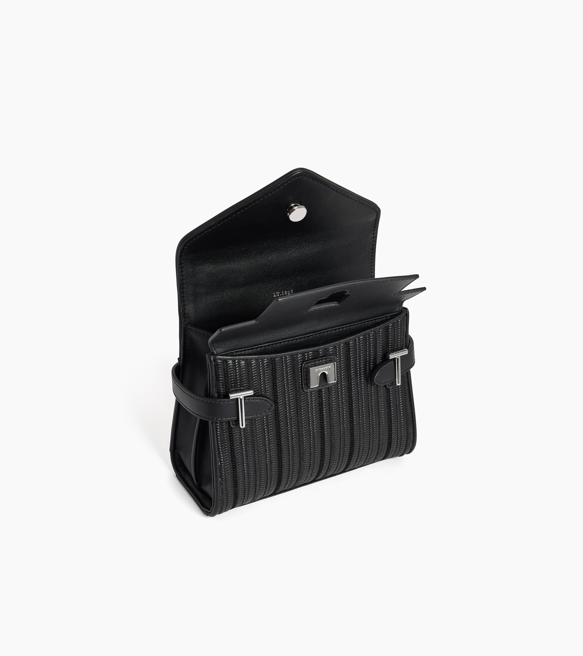 Le Tanneur Emilie petit sac cuir tressé noir double rabat